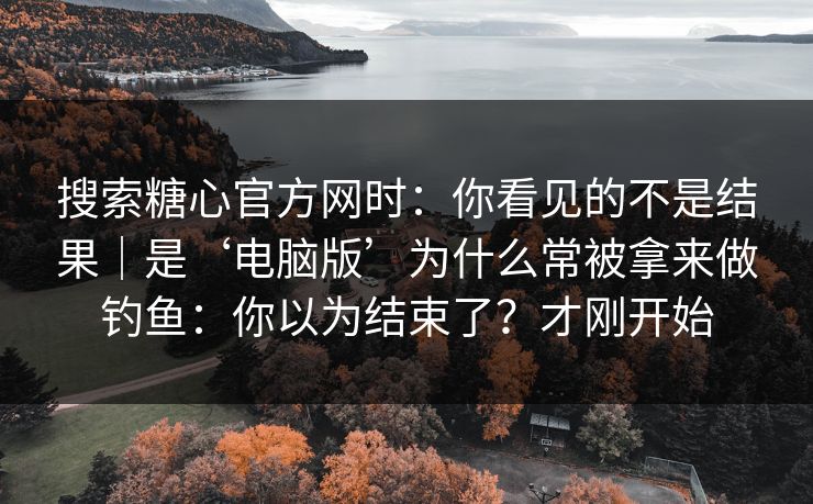 搜索糖心官方网时：你看见的不是结果｜是‘电脑版’为什么常被拿来做钓鱼：你以为结束了？才刚开始