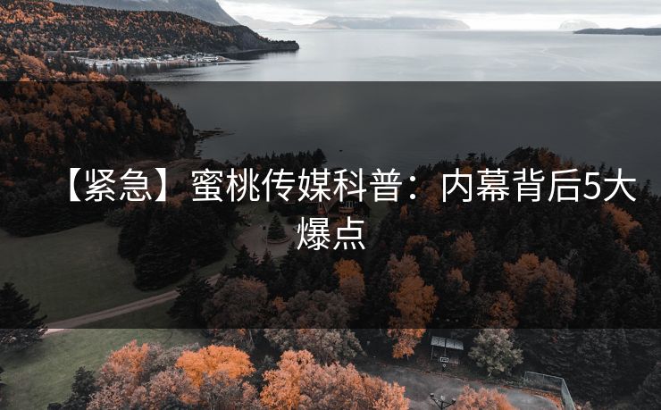 【紧急】蜜桃传媒科普：内幕背后5大爆点
