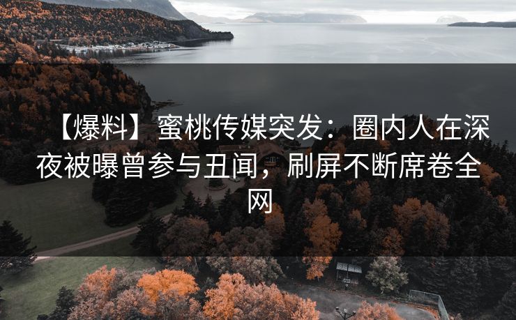 【爆料】蜜桃传媒突发：圈内人在深夜被曝曾参与丑闻，刷屏不断席卷全网