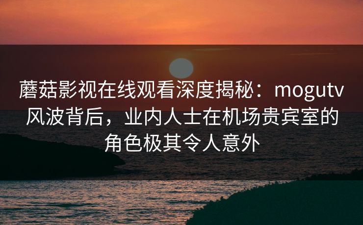 蘑菇影视在线观看深度揭秘：mogutv风波背后，业内人士在机场贵宾室的角色极其令人意外