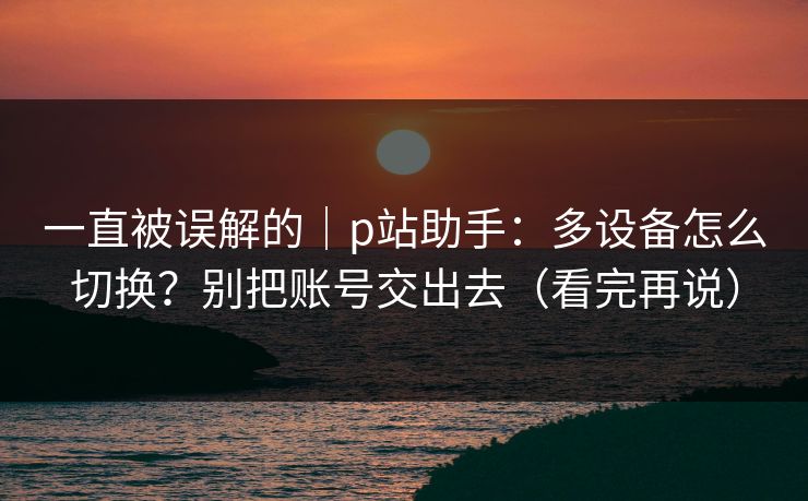 一直被误解的｜p站助手：多设备怎么切换？别把账号交出去（看完再说）